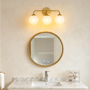 Modern Wall Mount Mirror Lamp Led Bathroom Vanity <b>Lighting</b> Metal Body Three Globe Fixture - Product Image 4
