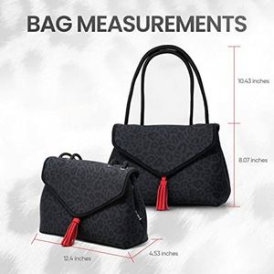 กระเป๋าโท้ทลายเสือดาวพิมพ์ลายตามสั่ง ทำจากนีโอพรีน พร้อมพู่ห้อยเก๋ไก๋ สำหรับผู้หญิง กันน้ำ ใช้ได้ทั้งเดินทางช่วงฤดูใบไม้ร่วงและไปเที่ยวชายหาด - Product Image 6