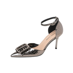 Zapatos de Tacón Alto para Mujer, Estilo Coreano, Punta Puntiaguda, Correa en el Tobillo, Tacón de Aguja, Decoración con Hebilla, 6692-18 - Product Image 5
