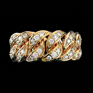 Bague unisexe de luxe en or avec diamant de laboratoire, style Cuban Link, Hip Hop, pour fiançailles ou alliance personnalisée, sertie de diamants, certifiée IGI - Product Image 1