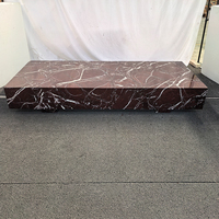 Table basse en marbre Rosso Levanto, meuble décoratif en pierre naturelle sur mesure pour salon, forme carrée