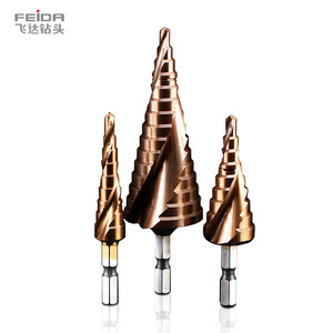 Đầu khoan bước FEIDA HSS Co M35 5% Coban <span class=keywords><strong>4</strong></span>-12mm <span class=keywords><strong>4</strong></span>-20mm <span class=keywords><strong>4</strong></span>-32mm cán lục giác dùng cho thép không gỉ, kim loại, gỗ - Product Image 1