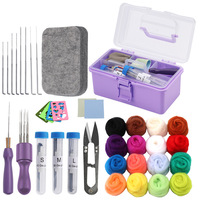 Kit de feutre de laine fait à la main stockage Portable bricolage artisanat décoration de la maison avec moules et aiguille feutrage accessoire de couture en gros