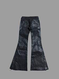 جينز دينم مشمع للخريف قطني أسود تويل مطاطي فضفاض يناسب الجرس من الأسفل بنطال جينز دينم مشمع للرجال - Product Image 2