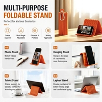Support de téléphone pliable en silicone 2026 avec mousqueton, support portable pour tablette et ordinateur portable, antidérapant, multi-angles réglables, idéal pour les voyages en avion