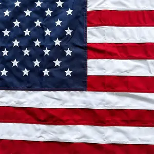 ธงชาติอเมริกันด้านนอก 8X12 USA ธงปักดาวคู่ด้านข้างลาย 250D ไนลอนกลางแจ้งขนาดใหญ่ขนาดใหญ่ในร่ม US ธง