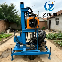 Machine de forage de puits d'eau hydraulique portable 7,5 kW, trépan de 150 mm, forage jusqu'à 120 m de profondeur, petite plateforme de forage