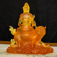 Artfamily - Statue de Bouddha en verre de cristal fait main sur mesure, Manjusri Bodhisattva et Samantabhadra Bodhisattva, design traditionnel