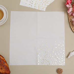 White Gold Dot Paper Napkins 33cm Disposable Party Tableware For Celebration Events - Product Image 2