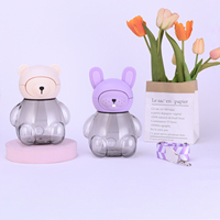Bouteille d'eau en Tritan pour enfants avec paille, motif ours et lapin mignons, sans BPA, sangle réglable, pour sports de plein air