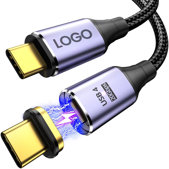 2M USB4.0 20Gbps Magnetic Cable PD 100W 5A Fast Charging USB C to Type C 8K 60Hz 20Gbps Data Cable for Macbook Pro iPad Macmini