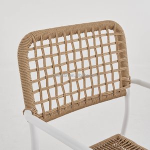 Sedia da Pranzo Moderna Impilabile per Esterni - Mobili da Giardino in Metallo Bianco e Rattan per Casa e Bistrot - Product Image 3
