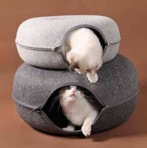 Popular Design Detachable Washable Felt <b>Donut</b> <b>Cat</b> <b>Bed</b> House <b>Cat</b> Tunnel <b>Beds</b> - Product Image 3