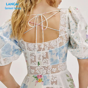 Chemises florales décontractées en coton avec logo personnalisé et motif en dentelle pour femmes - Product Image 3