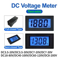 Meteran Tegangan DC Tertanam Mini Dua Kawat LCD Digital Voltmeter Sepeda Listrik Tampilan Lampu Latar Biru Kelas Akurasi 1% 2 Digit