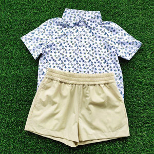 Ensemble de vêtements en piqué avec logo brodé personnalisé prê<span class=keywords><strong>t</strong></span> à être expédié, <span class=keywords><strong>t</strong></span>-shirts et polos pour garçons en coton élasthanne anti-boulochage - Product Image 5