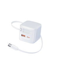 Chargeur mural rétractable pour iPhone 17, chargeur USB 3 ports avec câble Type C rétractable, adaptateur de voyage à charge rapide 30W