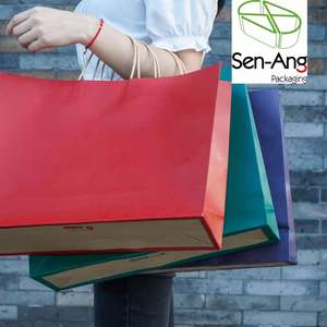 Sac en papier kraft de conception populaire SenAng07 pour le shopping, sacs en papier à poignée plate - Product Image 6