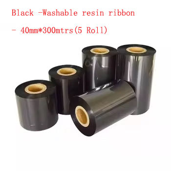 Noir-Ruban résine lavable (5 rouleaux) - 40mm * 300mtrs/rouleau