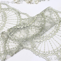 Dentelle brodée personnalisée écologique vintage romantique à bord festonné 22 cm, rose clair, en maille florale brodée pour femme