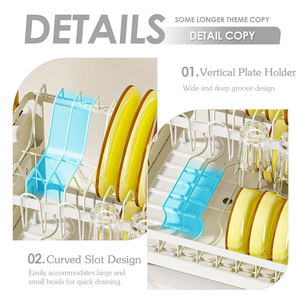 Escurridor de Platos Multifuncional de 2 Niveles, Resistente al Óxido, Ahorra Espacio, Color Rosa, con Bandeja de Drenaje para la Encimera de la Cocina - Product Image 3