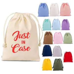 Drawstring Custom Logo Size Jewelry Bag 100% Organic Cotton Canvas Pouch Small Cotton Drawstring Bag For Gift Packaging