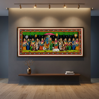 Peinture à la main Krishna RaasLeela Pattachitra, art indien traditionnel d'Orrissa, décoration murale pour salon intérieur