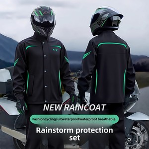 Impermeabile <span class=keywords><strong>da</strong></span> <span class=keywords><strong>Moto</strong></span> Integrale alla Moda per Uomo, Traspirante e Riflettente, con Pantaloni, Abbigliamento Antipioggia per Motociclisti - Product Image 1