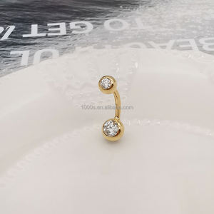 Anillo de oro Real de 14K con moissanita para mujer, joyería personalizada para el vientre, joyería para el ombligo, con botón - Product Image 5