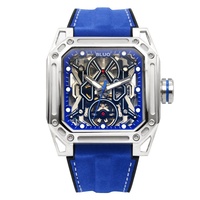 Robot carré pour hommes, montre mécanique évidée entièrement automatique, montre lumineuse étanche pour hommes