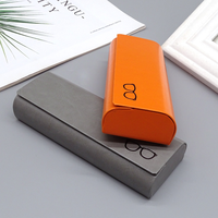 Boîte à lunettes de lecture anti-pression portable en cuir PU rigide avec fermeture magnétique, logo personnalisé, vente en gros