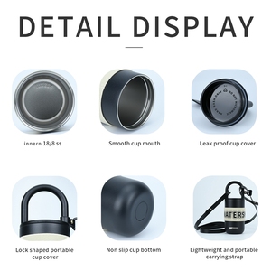 2023หากได้รับรางวัลดีไซน์ขวดน้ำขนาด300มล./400มล. ทำจากวัสดุเกรดอาหาร18/8แก้วรูปทรงล็อคพร้อมฝาที่จับและรั้งเลือกได้ตามต้องการ - Product Image 4