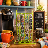 Support à capsules de café Cactus, 52 compartiments, double face, rotatif, en métal, organiseur de capsules de café, support de rangement pour capsules Nespresso, comptoir