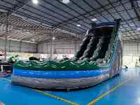 Toboggan aquatique gonflable tropical commercial, toboggan aquatique gonflable géant en forme de palmier avec piscine pour location de fête estivale