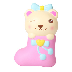 Cute Cartoon <b>Bear</b> In <b>Pink</b> Boot Silicone Squishy Toy Soft Promotional Gift For Events - Product Image 1