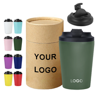 Tasses à café isothermes en acier inoxydable personnalisées avec logo imprimé, 8 oz et 12 oz, pour le camping, ensemble cadeau avec boîte cylindrique