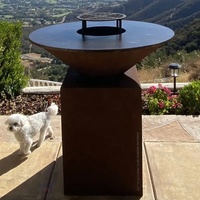 Table de barbecue robuste en acier Corten avec fonction fumoir, hauteur réglable, pliable, équipement de cuisson extérieur pour le camping