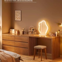 Bureau d'ordinateur en bois de chêne massif chinois écologique avec miroir éclairé intégré et armoire de chambre d'angle sur pied