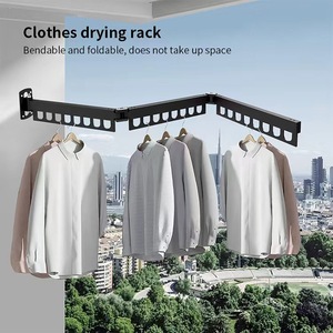 Folding Clothes Drying Rack Wall Mounted Space Saving Indoor Balcony Bay Window Fixed Rectangle Drying Rod - Product Image 2