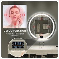 Miroir rond moderne à lumière LED, écran tactile mural, miroir intelligent, miroir de bain Bluetooth, maquillage brillant