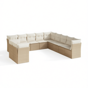 Conjunto de Sofás de Jardín de Ratán Moderno, 6 Plazas, Resistente a la Intemperie, Diseño Contemporáneo en Color Beige - Product Image 1