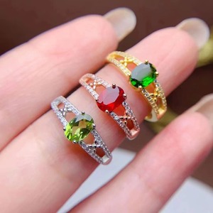 Cincin Pertunangan Wanita Batu Permata Diopside Potongan Oval Berlapis Emas Putih <span class=keywords><strong>18k</strong></span> Perak Sterling 925 Desain Klasik Mewah Baru - Product Image 3