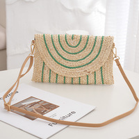 Sac à main en paille vintage écologique tissé à la main pour femme, style bohème, pochette de plage, avec bandoulière amovible, mode estivale