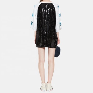 SC013 Abiti <span class=keywords><strong>Mini</strong></span> Oversize Personalizzati con Stampa di Lettere, Paillettes e Raso Intrecciato, Vita Naturale, per Costumi da Palcoscenico Femminili - Product Image 6