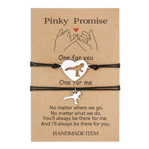 Pinky Promise Heart <b>Bracelet</b> Set Stainless Steel Adjustable <b>Couple</b> Gift Unisex Jewelry - Product Image 5