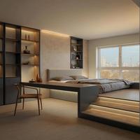 Lit Tatami Gain de Place avec Rangement Caché, Cadre de Lit Plateforme Multifonctionnel Personnalisé pour Chambre à Coucher