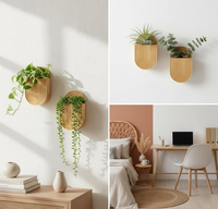 Pot Tanaman Dinding Bambu Desain Baru yang Elegan, Vas Bambu Gantung Dinding Gaya Boho untuk Dekorasi Rumah Dalam Ruangan
