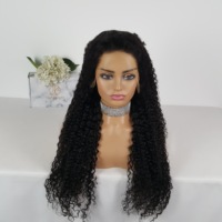Perruque complète transparente en dentelle, cheveux humains naturels vierges indiens bruts, densité 150%, longs et raides, pour femmes noires