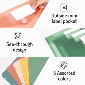 Letter-Sized Binder side-gắn thư mục với kín nhựa Binder Pocket /3-Ring Binder Divider Pocket - Product Image 4