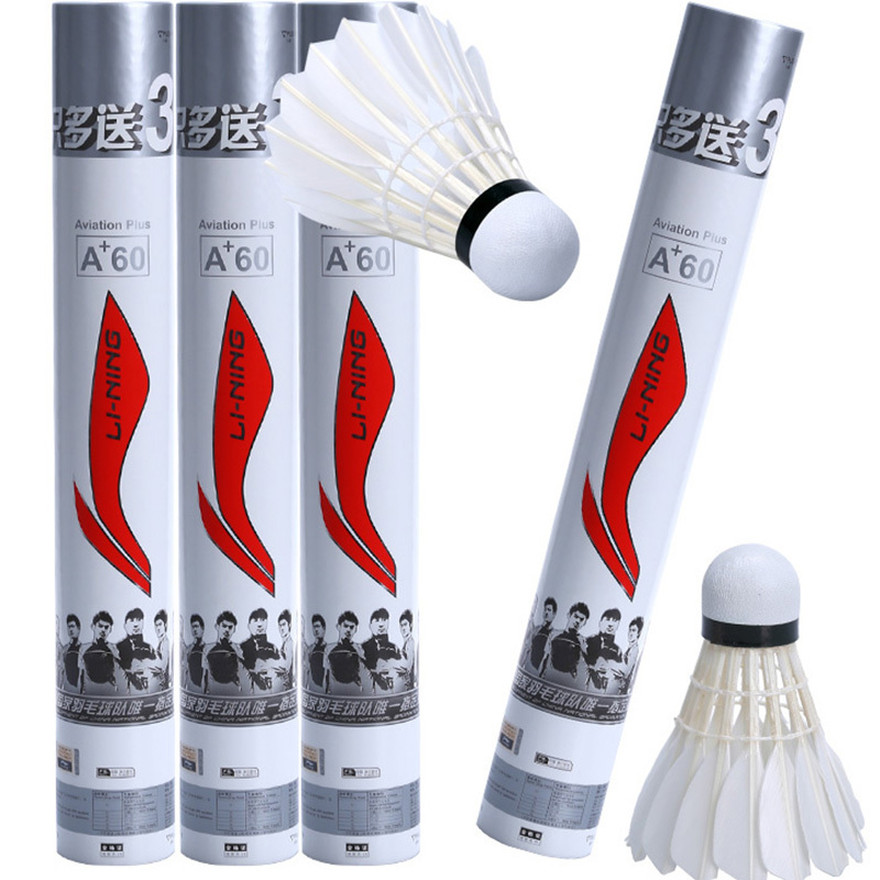 Li Ning Badminton Shuttlecock Goose Feather Birdies Flying Stably Durable Battledore Badminton Shuttlecock A+60 105Pcs=7tubes